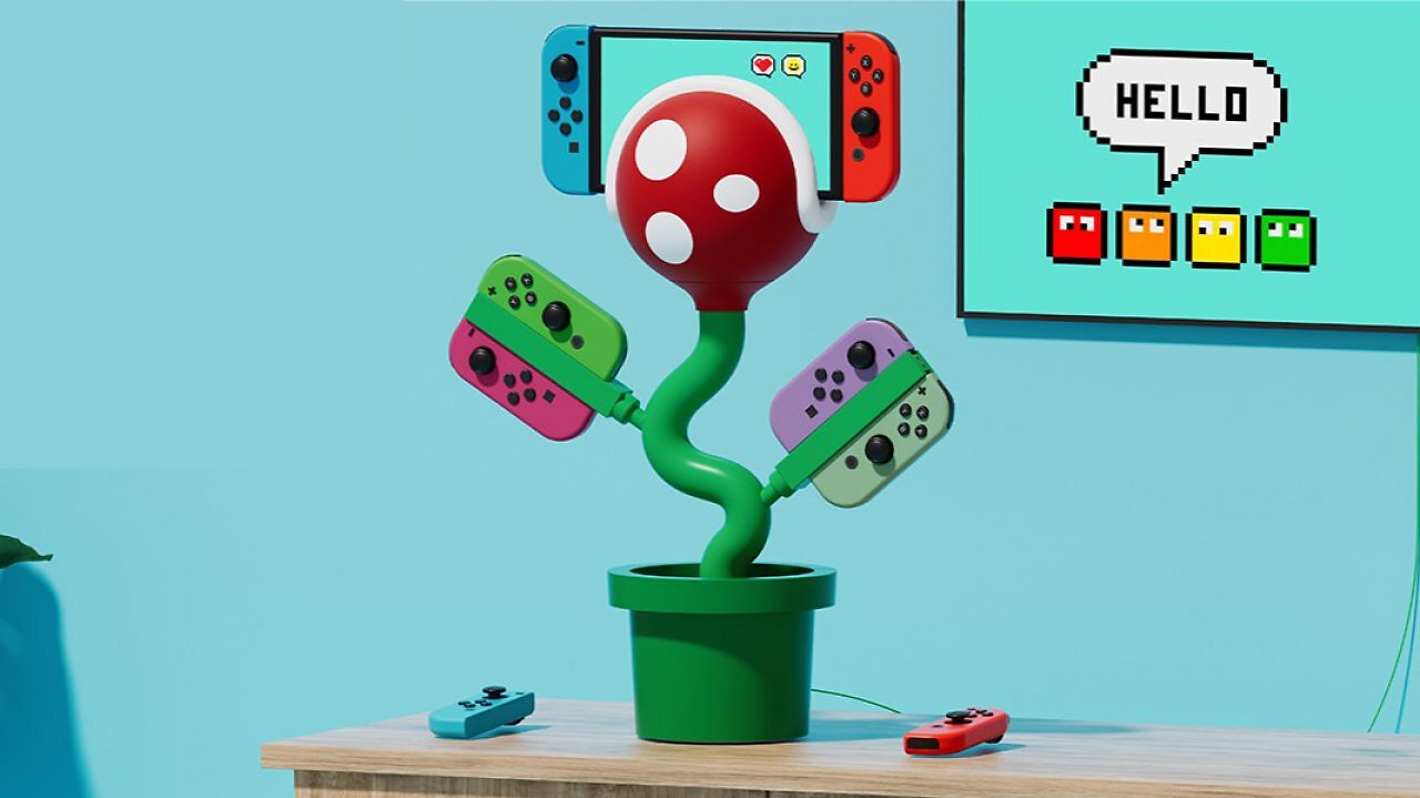 [07/08/2025] Verrücktes Switch-Zubehör im Mario-Look: Dieses Pakkun-Dock frisst Controller statt Klempner
