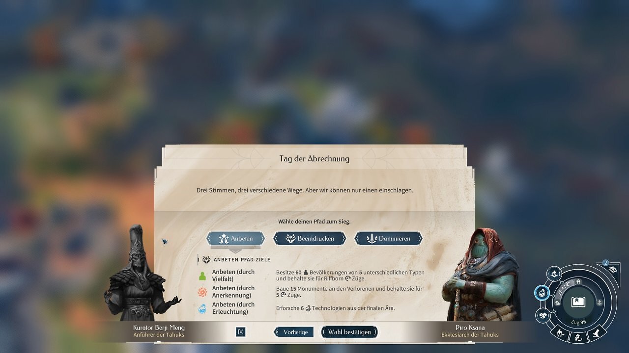 In diesem Bildschirm legt ihr euer Ziel für die Hauptquest fest.