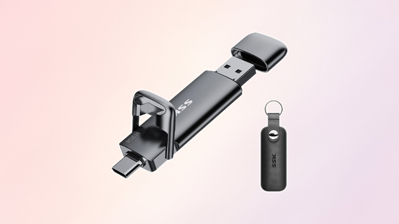 [08/09/2025] SSK USB C Externe SSD 512GB, mit bis zu 550 MB/s Extreme schneller USB-Stick, Dual-USB Typ C + USB A USB3.2 Gen2 Speicherstick für Android-Telefon, Laptop, Tablet, Mac, Festkörper Laufwerk Amazon Angebot
