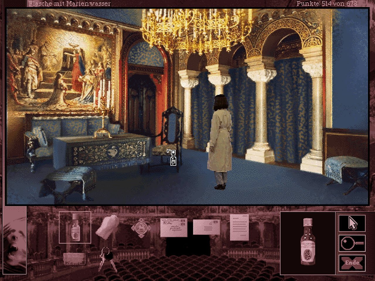 [07/10/2025] Wer wie Grace die Wachen auf Schloss Neuschwanstein ablenken möchte, kauft Weihwasser im Wallfahrtsort Altötting, kippt es auf einen Stuhl und petzt, es sei ein Kind gewesen.