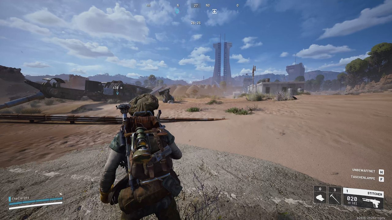 Ein Raider in der weitläufigen Wüstenkarte Spaceport.