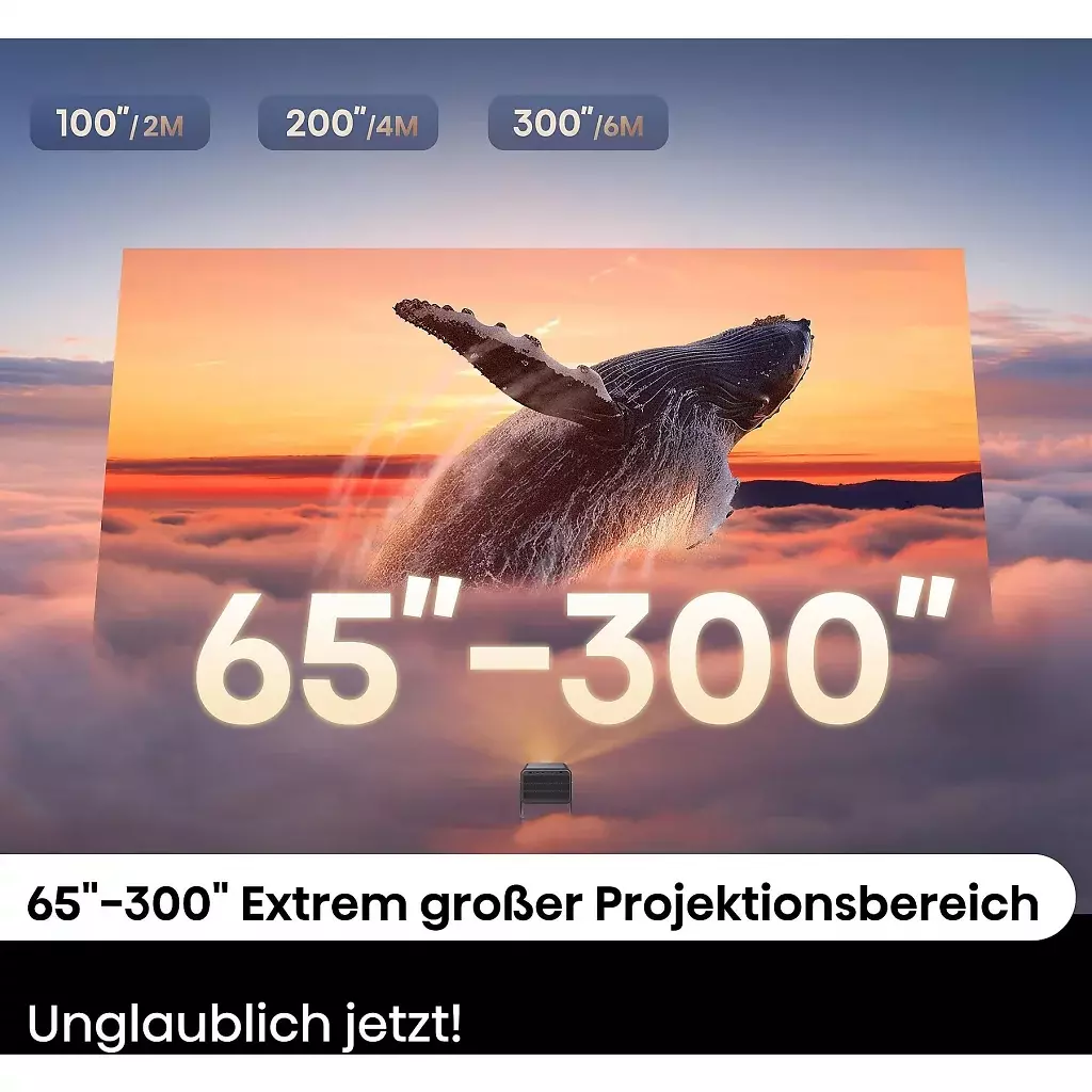 Der Hisense C2 Pro ermöglicht Bildgrößen bis zu 300 Zoll.
