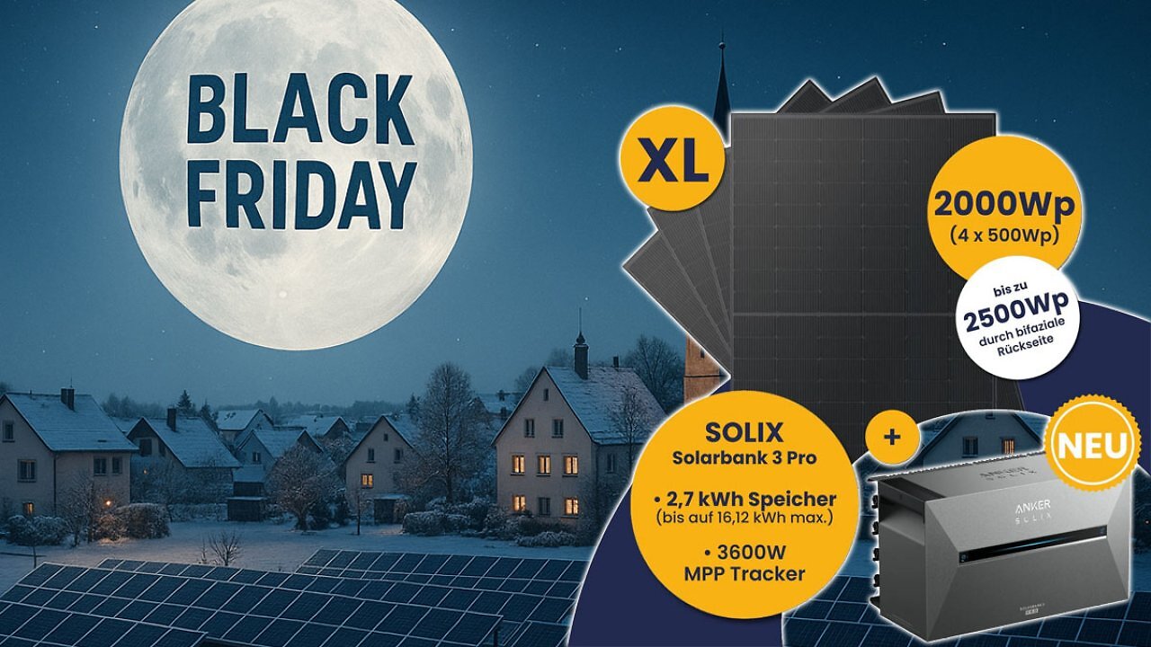 [28/11/2025] Full-Black-Module, Halterungen aus Deutschland: Anker Solarbank 3 nun noch günstiger
