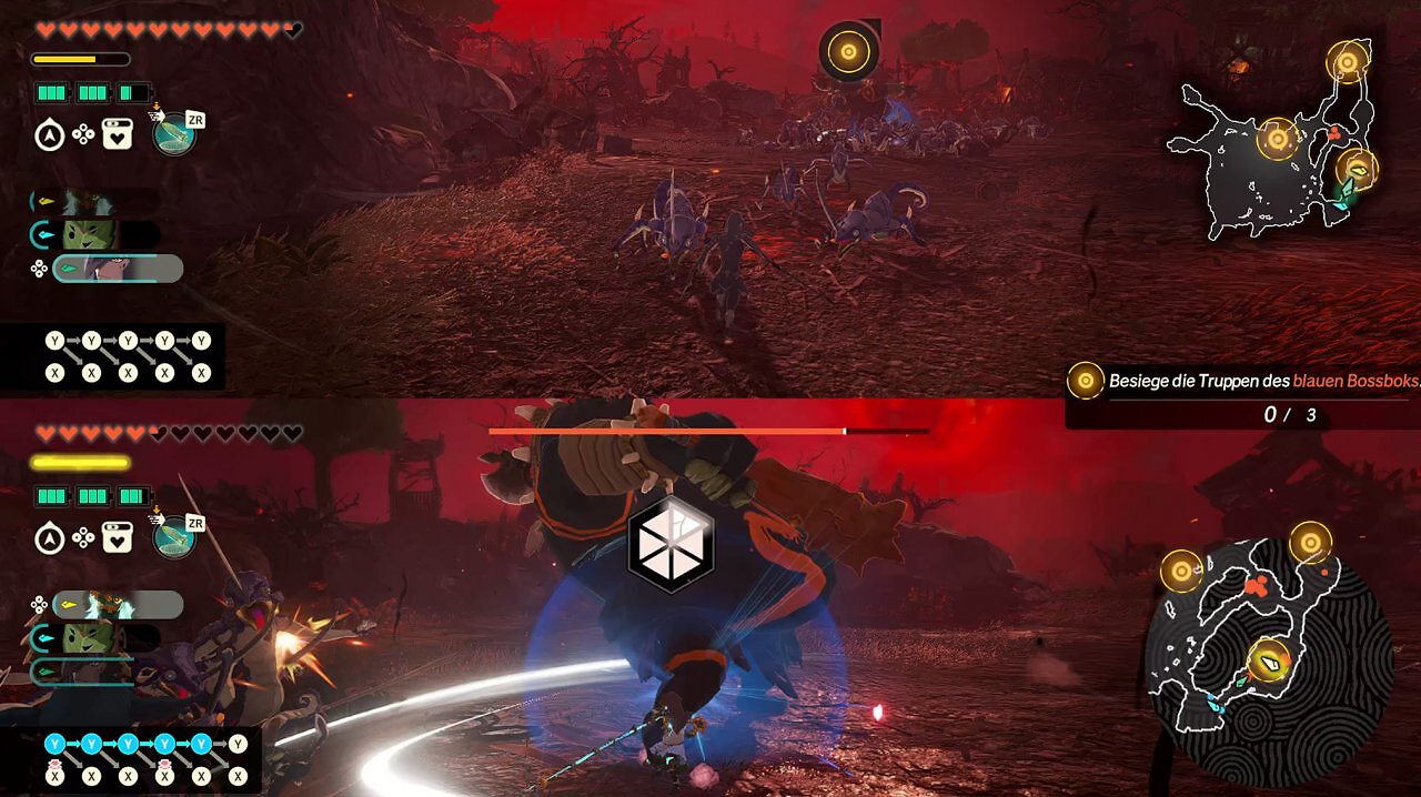 [03/11/2025] Im Splitscreen könnt ihr auch zu zweit die Schlachten in Hyrule erleben.