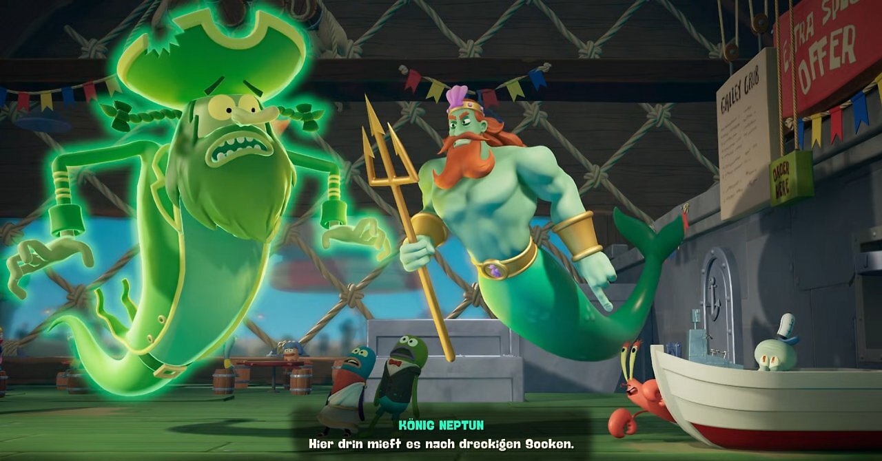 [17/11/2025] Der fliegende Holländer und König Neptun streiten sich darüber, wer das höhere Ansehen in Bikini Bottom genießt.