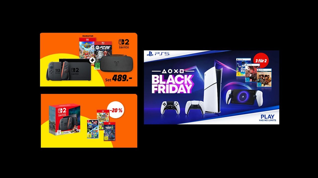 Vergleich zeigt: Die besten Black-Friday-Deals für Switch 2 & PS5 hat nicht Amazon, sondern MediaMarkt