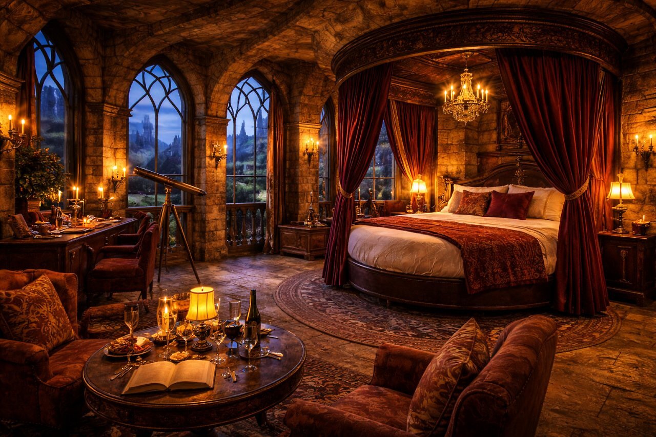 [19/12/2025] So stellt sich die KI das Harry-Potter-Themenhotel vor. Ob es am Ende wirklich so aussehen wird?