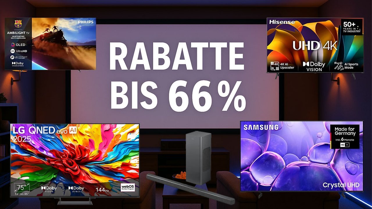 Fernseher & Soundbars bis zu 66 % günstiger - nur bis Sonntag bei MediaMarkt