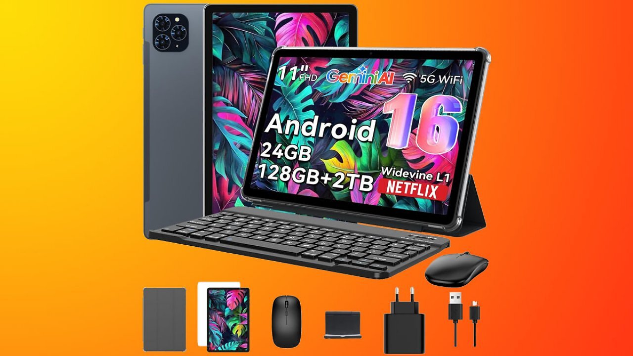 Rabatt-Coupon bei Amazon: Tablet mit 11 Zoll und Android 16 nur 139,99€ - mit Tastatur, Maus, Stift, Schutzhülle & 4 Jahre Garantie