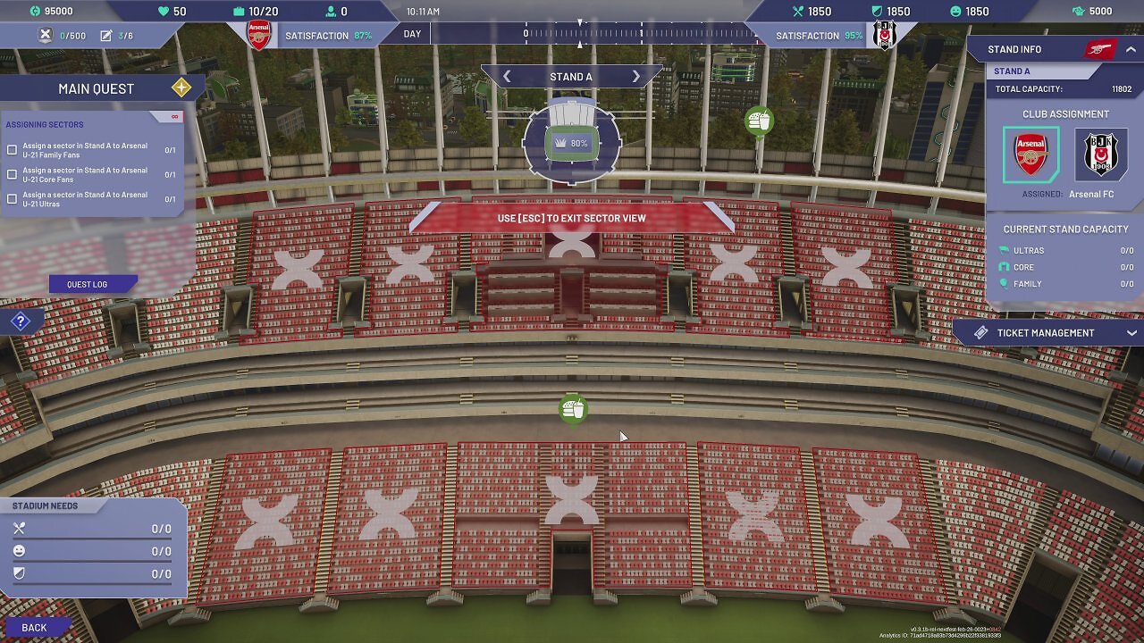 [20/02/2026] Im Stadion weisen wir einzelne Tribünen einer der Mannschaften zu und die einzelnen Sektoren jeweils den verschiedenen Fantypen.
