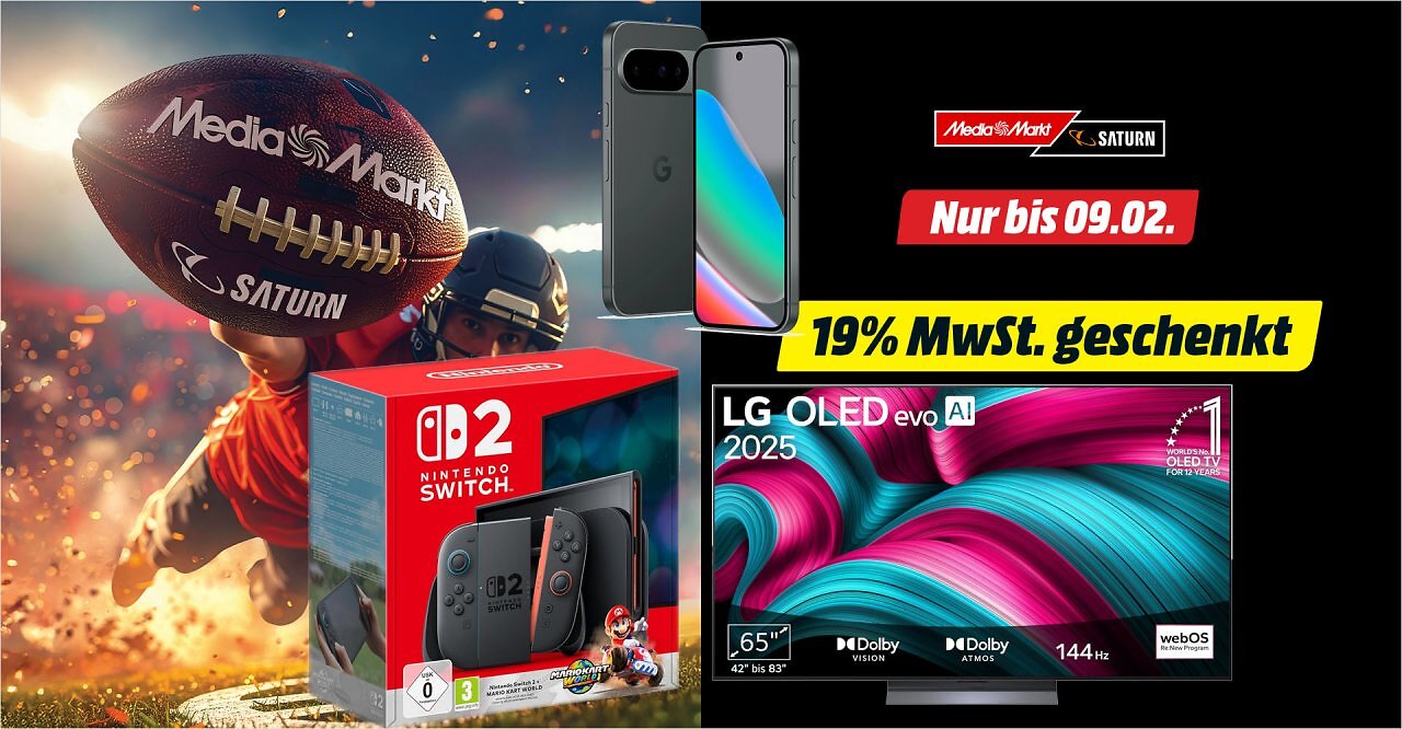 [04/02/2026] MwSt. geschenkt bei MediaMarkt. Switch 2, Google Pixel 10, LG OLED-TV und mehr. &nbsp;