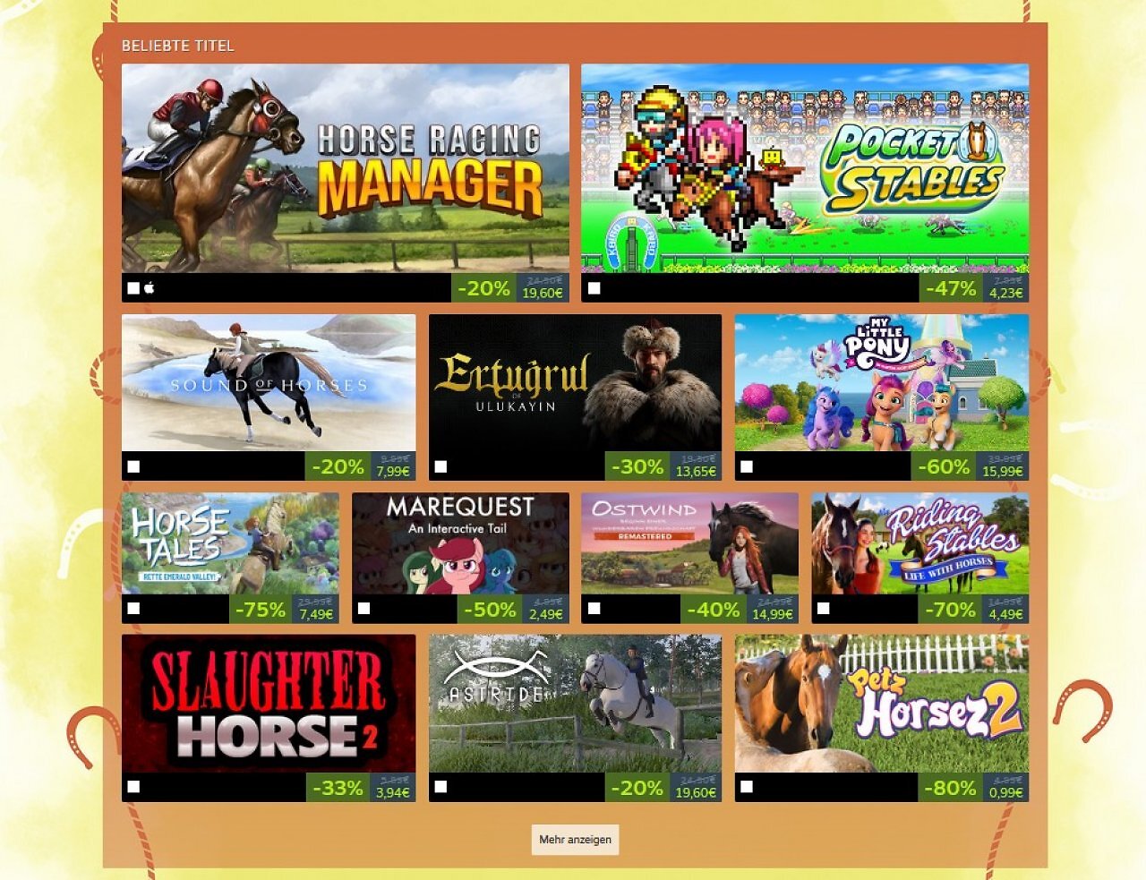 [20/02/2026] Beim Steam-Festival der Pferdespiele gab es jede Menge Angebote. Doch vor allem bestätigt die Aktion zwei Dinge: das Interesse an Spielen rund um die Tiere sowie den Mangel an qualitativ hochwertigen Werken.