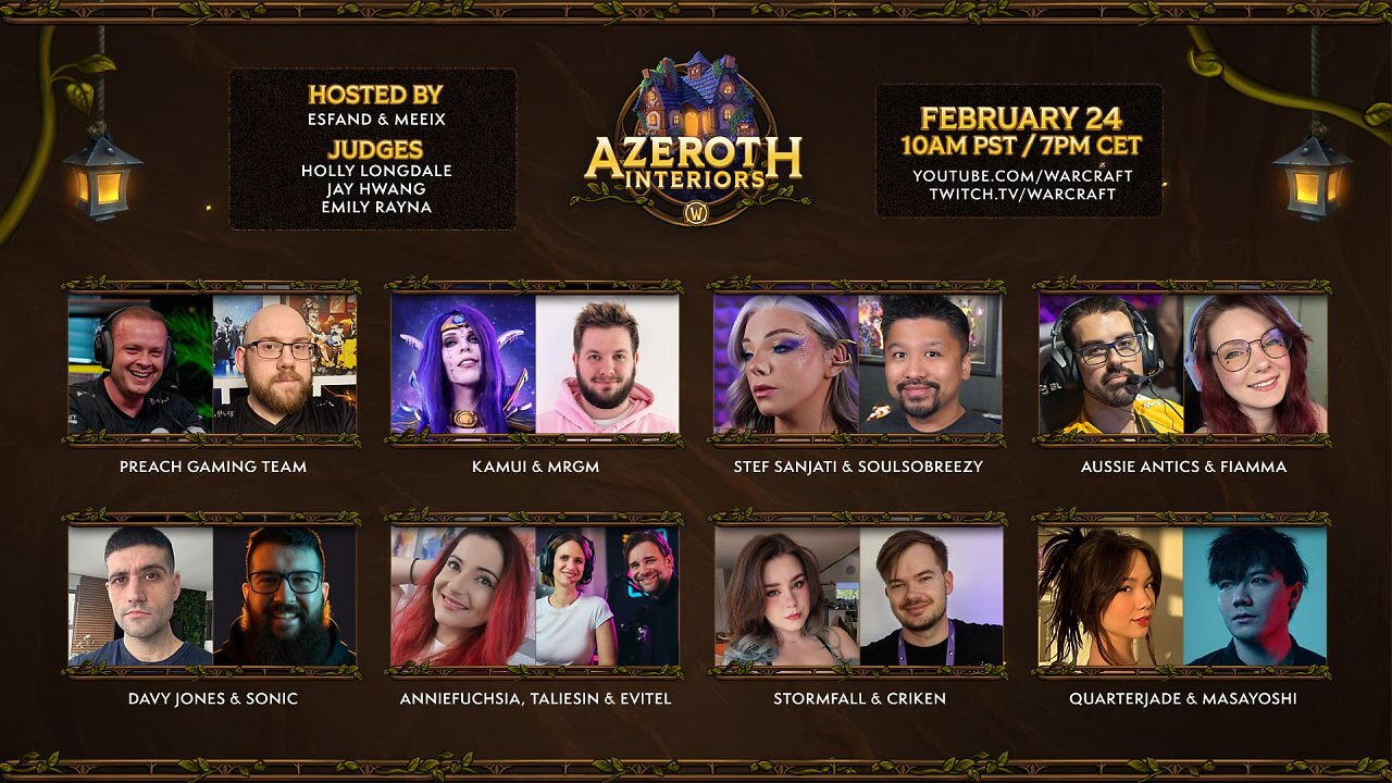 [18/02/2026] Diese 8 Teams machen beim Azeroth-Interiors-Wettbewerb mit.