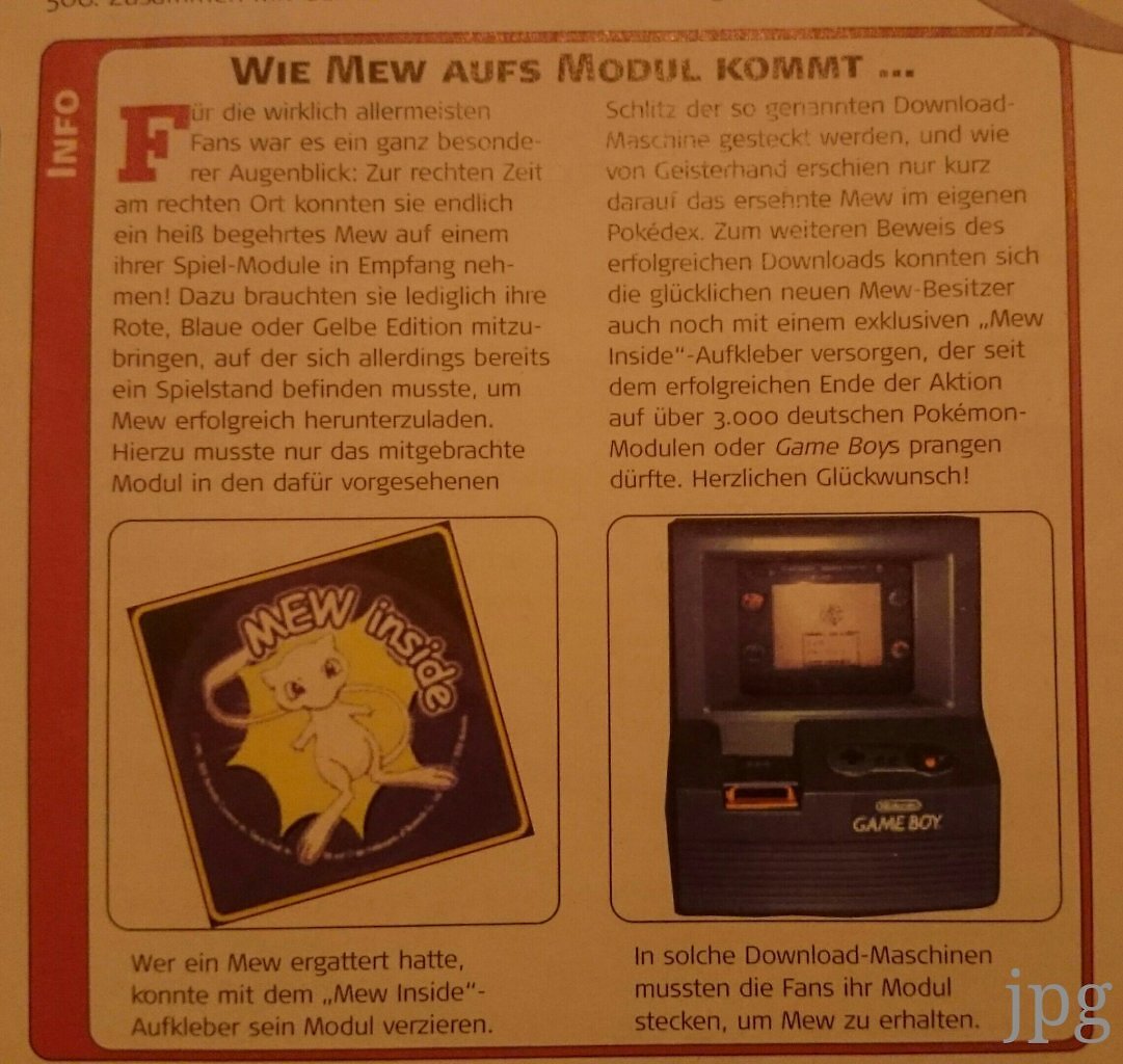 [06/03/2026] Auch in Deutschland sollten ca. 3000 Spieler das originale Mew per Maschine erhalten haben. Bist du einer davon? Dann melde dich bitte bei uns!