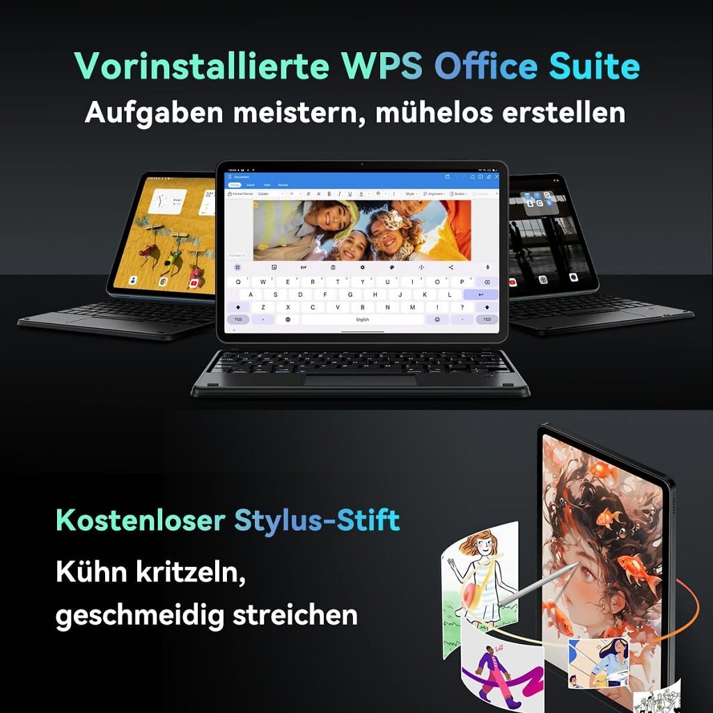 [23/04/2026] Mit der vorinstallierten WPS Office Suite und beiliegendem Stylus-Stift sind Produktivität und Kreativität kaum Grenzen gesetzt.