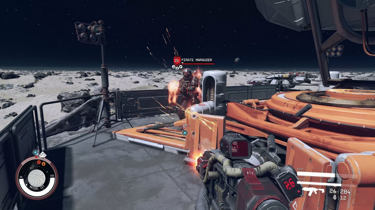 Ein Feuergefecht in Starfield