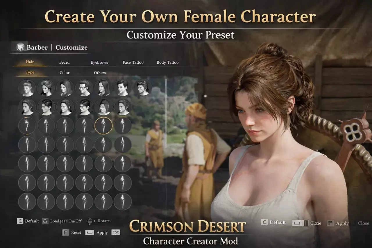 [10/04/2026] So sieht die Mod zur Erstellung weiblicher Charactere in Crimson Desert im Detail aus.