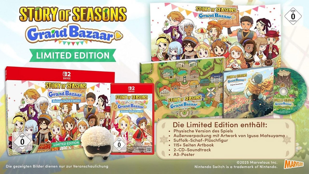 [27/05/2026] Stofftier, Artbook, Poster, Soundtrack für 5 Euro dazu - Story of Seasons: Grand Bazaar Limited Edition günstig wie nie