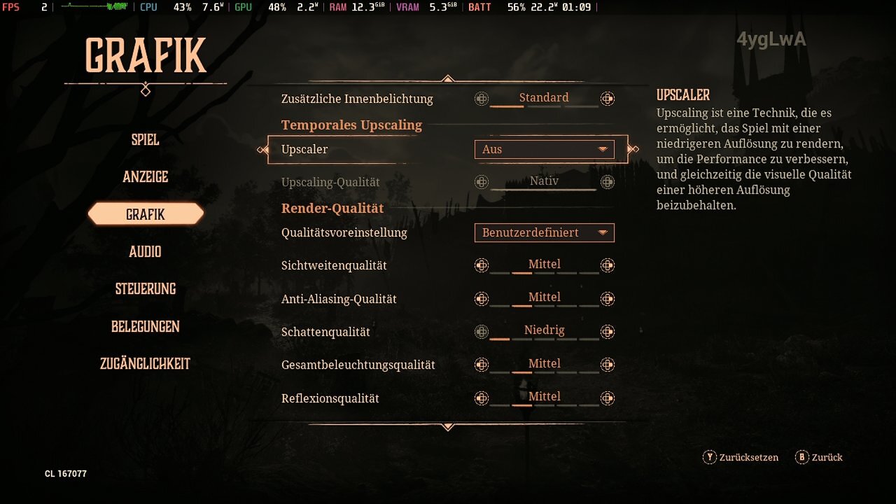 [05/06/2026] Die Grafikoptionen auf dem Steam Deck.