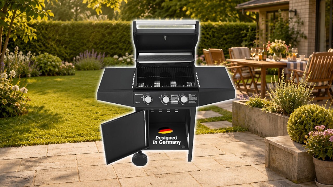 [25/06/2026] Juskys Gasgrill Louisiana 3 Brenner 8,1 kW – BBQ Grillwagen mit Deckel, Grillrost & Warmhalterost, Grill mit Thermometer, Seitenablagen & Abdeckplane Amazon Angebot