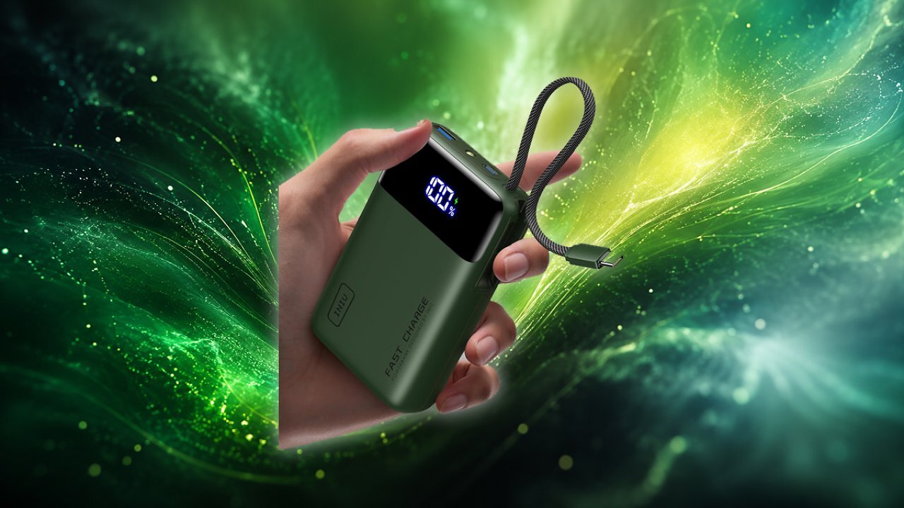 [01/07/2026] INIU 45W Power Bank, Ultra Klein 20000mAh Powerbank mit Integriertem USB C Kabel, Schnellladen Externe Handyakkus für Camping, Wandern, Outdoor Aktivitäten, Festival Nutzung, Grün Amazon Angebot