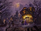 Die Monkey Island 3-Wurzeln sind unverkennbar: Manche Kulissen in A Vampyre Story will man ausdrucken und sich an die
Wand hängen, so schön sind sie. Mona wird indes von einer Knoblauchzehe neben der Tür davon abgehalten, das Haus zu betreten.