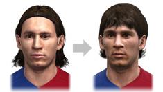 Lionel Messi vom FC Barcelona in PES 2009 (links) und PES 2010.