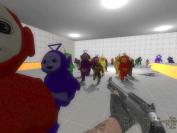Screenshots aus der Teletubbie-Mod für Left 4 Dead (dt.).