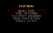 Das Hauptmenü von Rebel Assault.