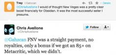 Fallout: New Vegas - ein hoher Metascore war offenbar Teil der Verhandlungen von Publisher und Entwickler, laut Tweet von Entwickler Chris Avellone.