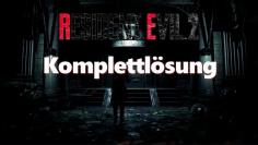 Screenshot zeigt eine Szene aus dem Resident Evil 2 Remake mit dem Schriftzug Resident Evil 2 Komplettlösung.