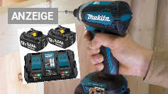 Warum mehr bezahlen? Spar-Set mit 2x 18V-Akku 8,0 Ah für Makita + Doppel-Lader rutscht unter 70€