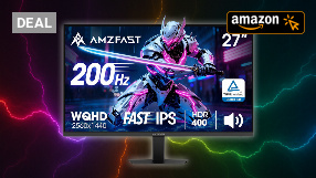Amzfast Gaming Monitor 27 Zoll, QHD 2560x1440, 200Hz, Fast-IPS 1ms MPRT, Adaptive Sync, HDR400, 132% sRGB, Lautsprecher, VESA + ausziehbarer Kopfhörerhalter – AMZG27F5Q Amazon Angebot