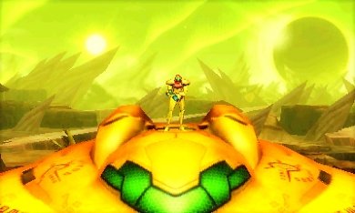 ... dass Samus mit ihrem treuen Schiff auf einem fremden Planeten landet.