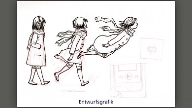 Florence zeigt die Gefühlswelt der Protagonistin überzeugend und einfallsreich. Aus dieser freischaltbaren Konzeptgrafik entstand die Spielgrafik rechts.