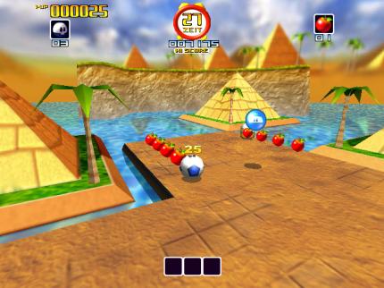 Sammeln Sie mit dem Ball alle &Auml;pfel im Level ein.