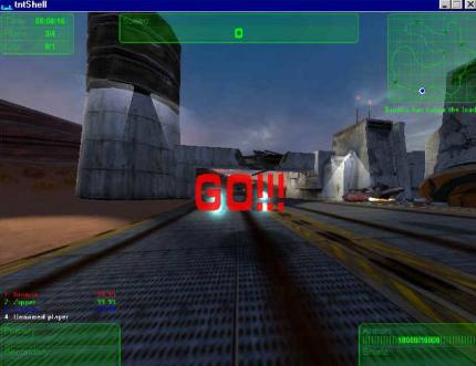 Hoverace - in der Demo erwartet Sie die 'Backyard'-Rennstrecke.