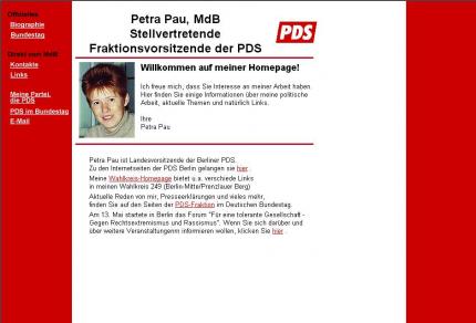 Die Homepage von Petra Pau (PDS)