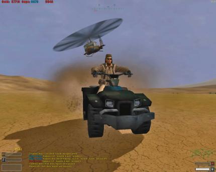 Auch wenn der Strandbuggy &auml;u&szlig;erst schnell und wendig ist, mit ihm eine UH-1 abzusch&uuml;tteln, ist trotzdem fast unm&ouml;glich.