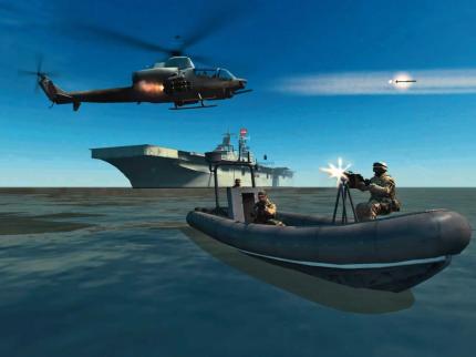 Startende Jets sind leichtes Futter f&uuml;r Amphibienfahrzeuge. Deshalb patrouillieren wir das Gew&auml;sser unmittelbar vor dem Flugzeugtr&auml;ger.