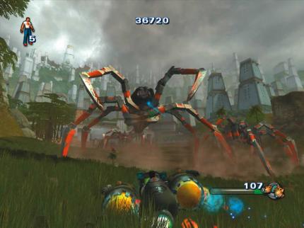 Solche Szenen wie der Kampf gegen die riesigen Roboterspinnen sind fast schon normal - auch wenn man zun&auml;chst denkt, es w&auml;re ein Boss-Fight! 