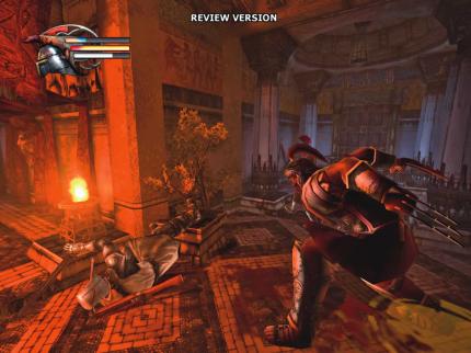 Im unterirdischen Tempel der verfluchten r&ouml;mischen Stadt Sirmium wartet als Level-Boss ein &uuml;bergro&szlig;er Legion&auml;r, der mit seinen Krallenhandschuhen gewaltig zuhauen kann, wie auf unserem Screenshot deutlich zu sehen ist.