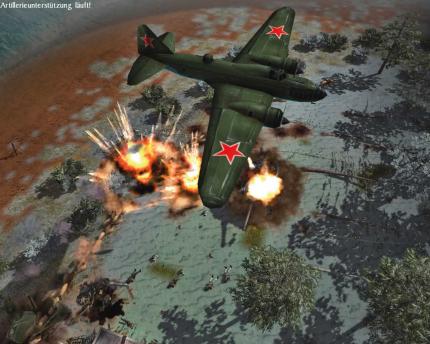 Bomberangriffe sind nicht so effektiv und spektakul&auml;r
inszeniert wie bei den Genrekollegen Blitzkrieg 2 oder Panzers 2.