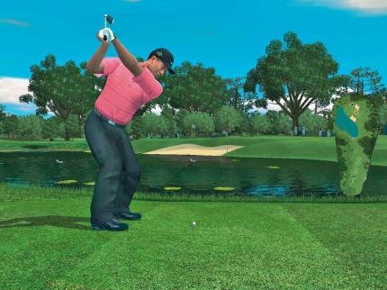 Im Gegensatz zu manchem Amateurgolfer überwindet ein Profi wie Tiger Woods selbst größere Wasserhindernisse mühelos. 