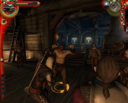 Was für ein böser Kerl Hexer geralt ist, offenbart sich schon im ersten Gasthaus, wo er sich in Faustkämpfe verstrickt und die Niedergeschlagenen um ihr Gold erleichtert.