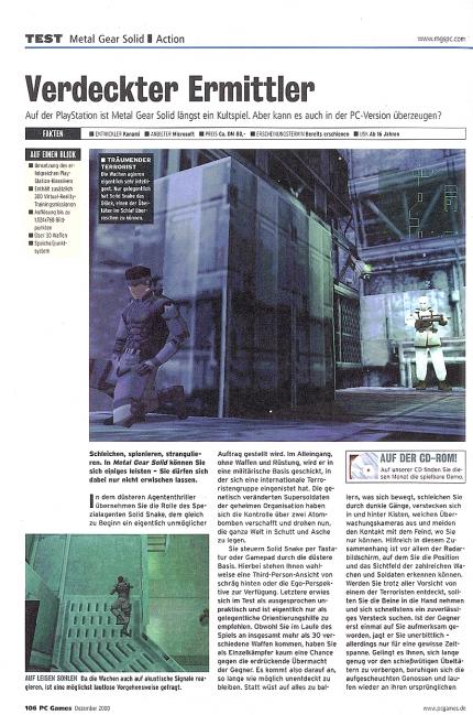 Metal Gear Solid im Klassik-Test