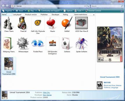 Der Spiele-Explorer von Windows Vista.