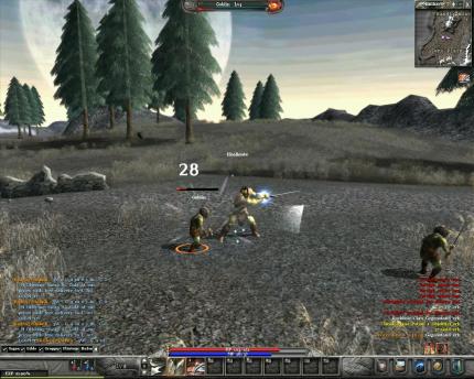 Ein Ork im Kampf gegen einen Goblin.