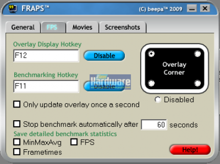 Fraps 2.9.8. - FPS-Logging