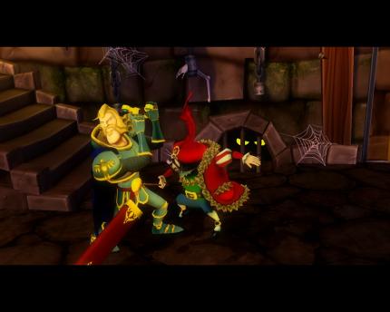 Der arrogante Paladin Ambrosius kassiert ein Ding von Ceville. Erst zum Spielende arbeiten die beiden zusammen, um das Königreich zu retten. 